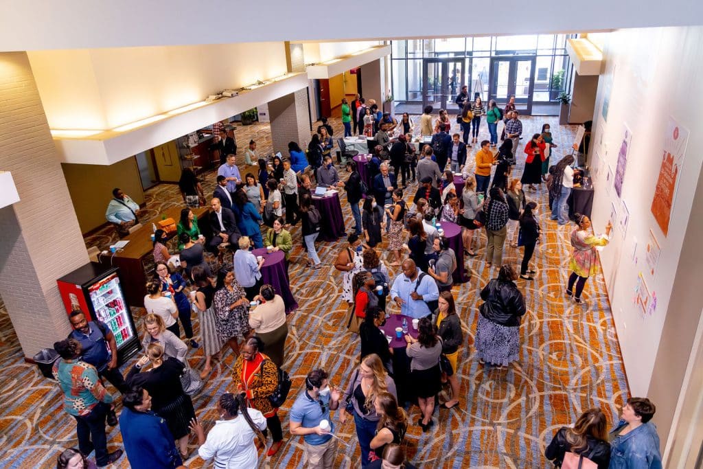 Photos of the Loudermilk Center, highlighting flexible spaces for large events.