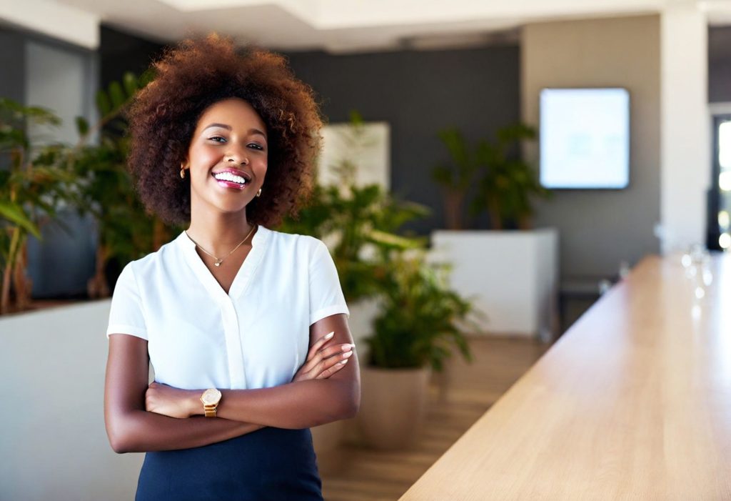 Hospitality professional in a conference area